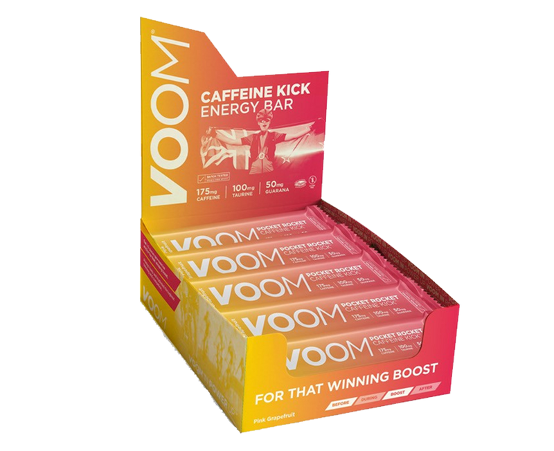 A box of 20 Grapefruit flavour Caffeine Kick energy bars